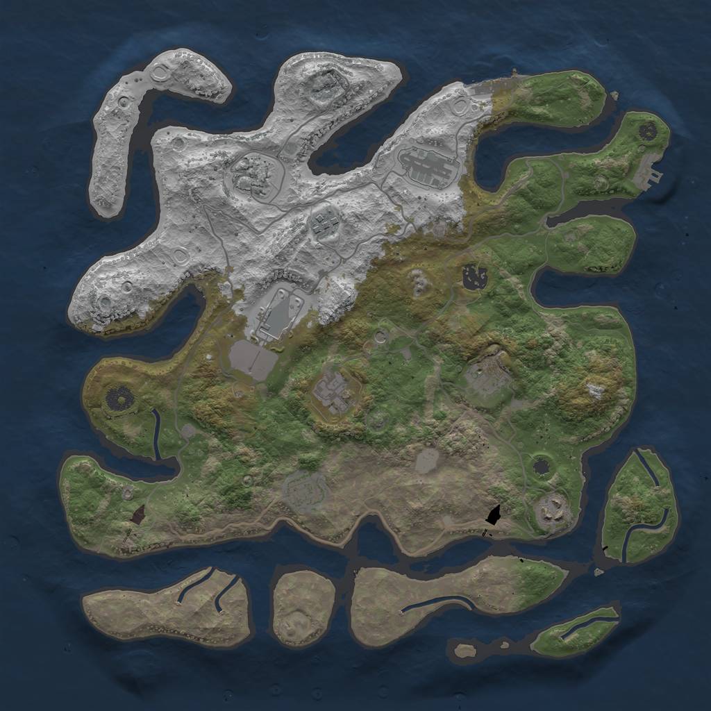 Rust Map: Procedural Map, Size: 4000, Seed: 228601, 17 Monuments