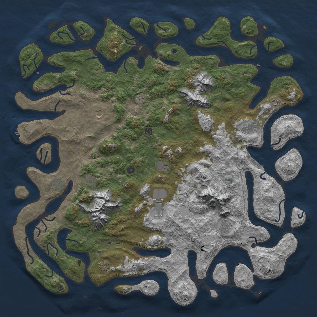 Rust Map: Procedural Map, Size: 6000, Seed: 895995, 19 Monuments
