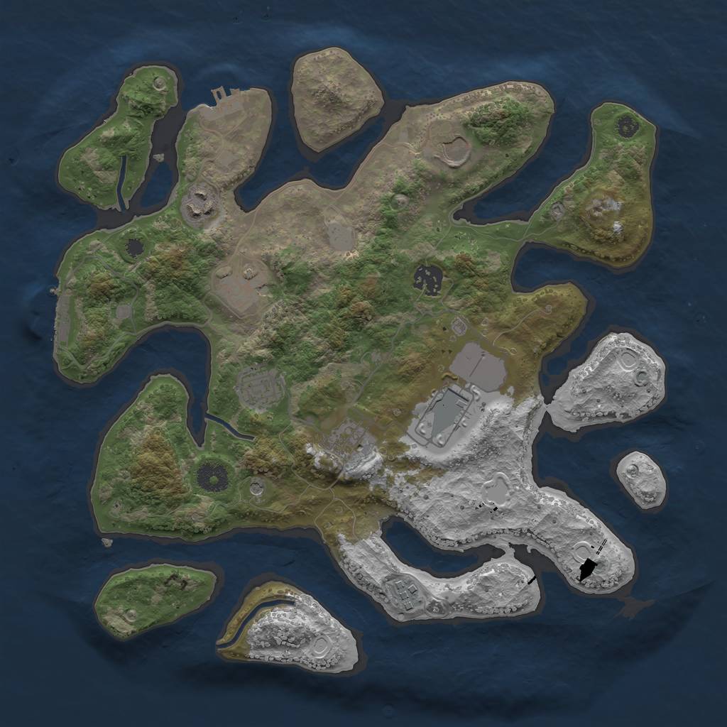 Rust Map: Procedural Map, Size: 3550, Seed: 312146, 16 Monuments