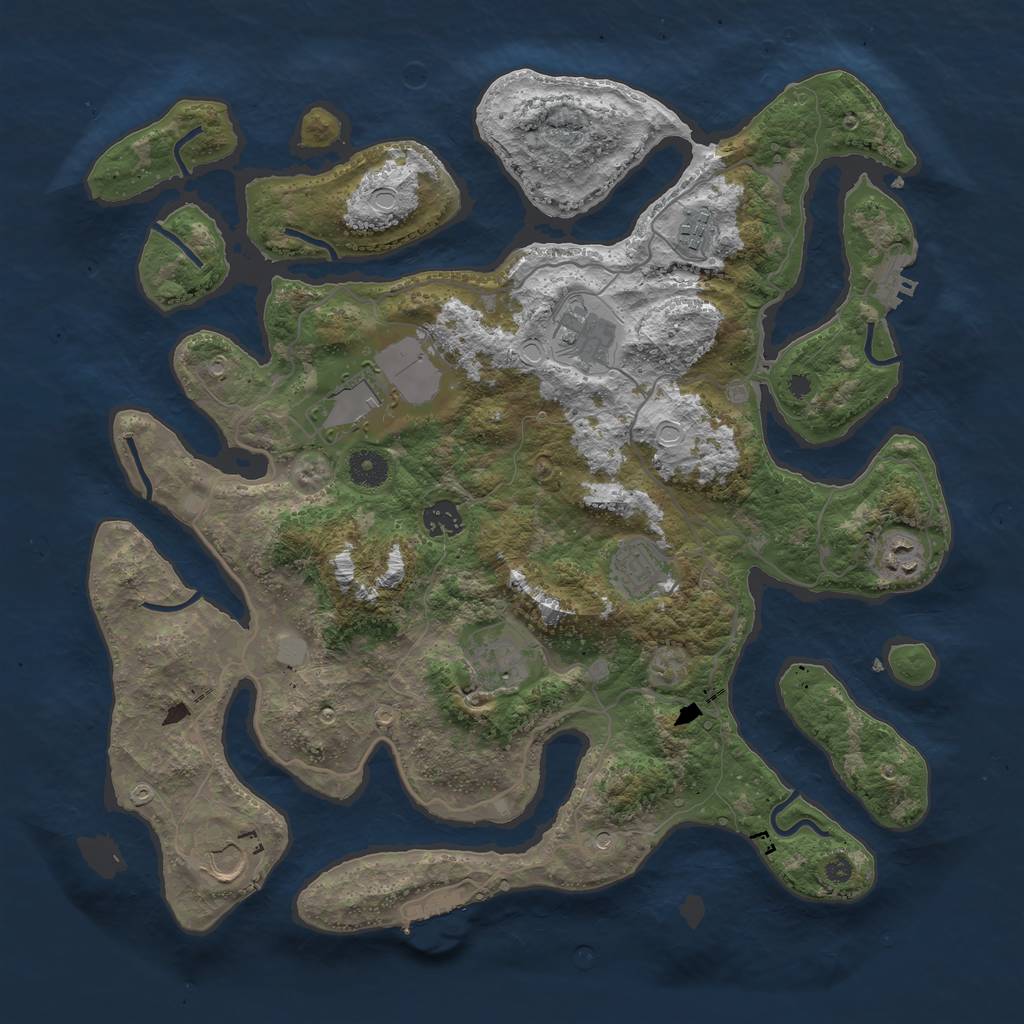 Rust Map: Procedural Map, Size: 4000, Seed: 247100260, 16 Monuments