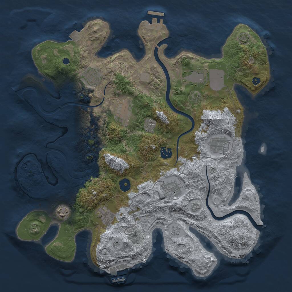 Rust Map: Procedural Map, Size: 3600, Seed: 1966753177, 15 Monuments