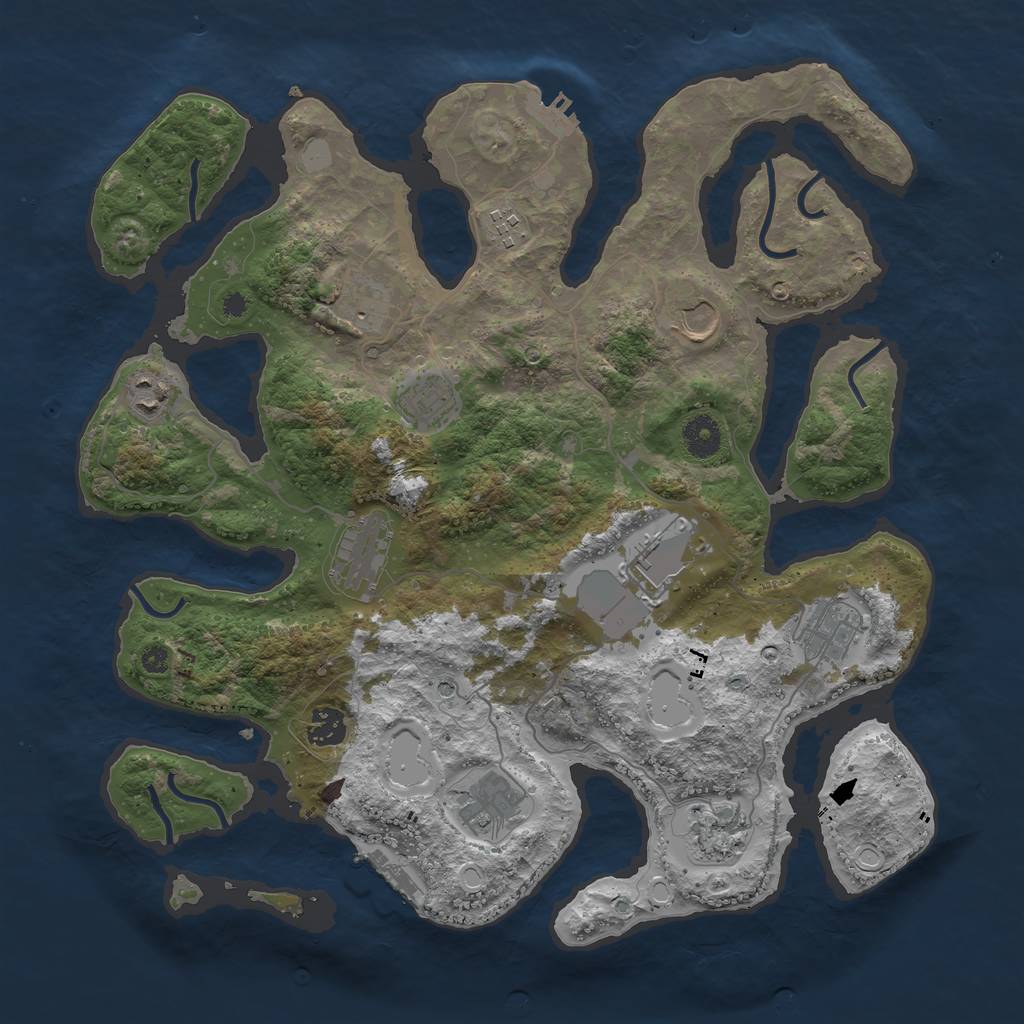 Rust Map: Procedural Map, Size: 3840, Seed: 26994, 19 Monuments