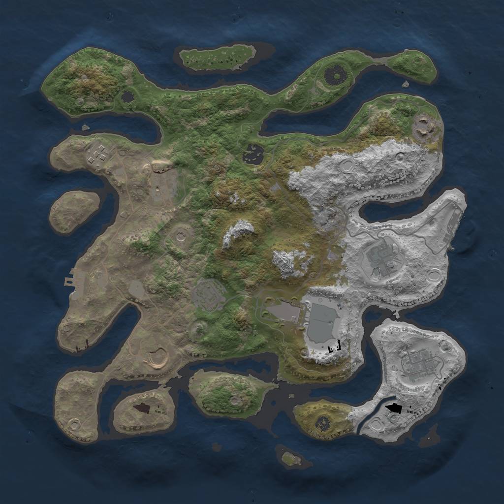 Rust Map: Procedural Map, Size: 3550, Seed: 425970, 17 Monuments
