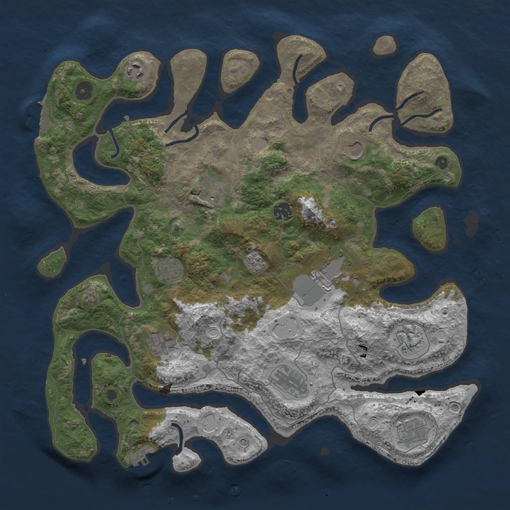 Rust Map: Procedural Map, Size: 4200, Seed: 454658, 19 Monuments
