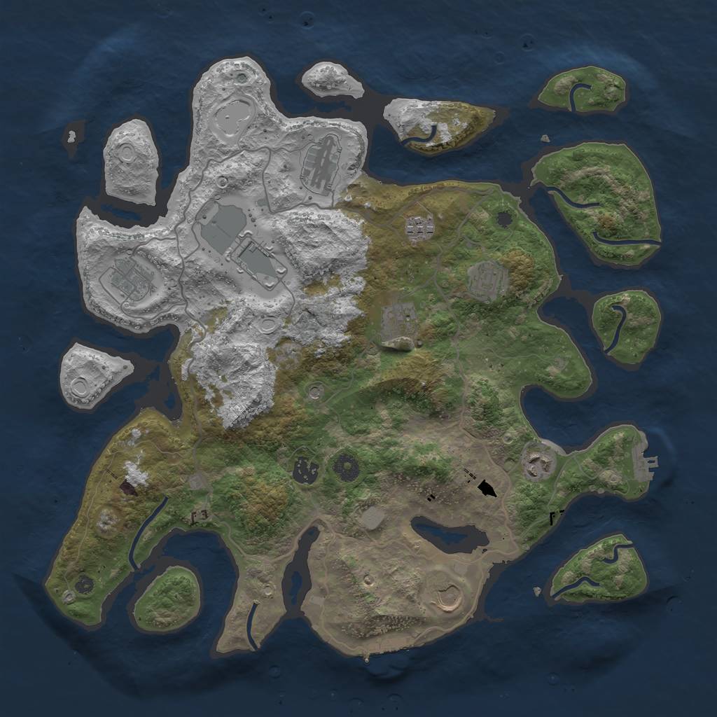Rust Map: Procedural Map, Size: 4050, Seed: 960320988, 17 Monuments