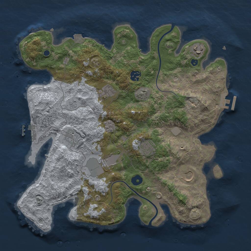 Rust Map: Procedural Map, Size: 3550, Seed: 835106, 14 Monuments