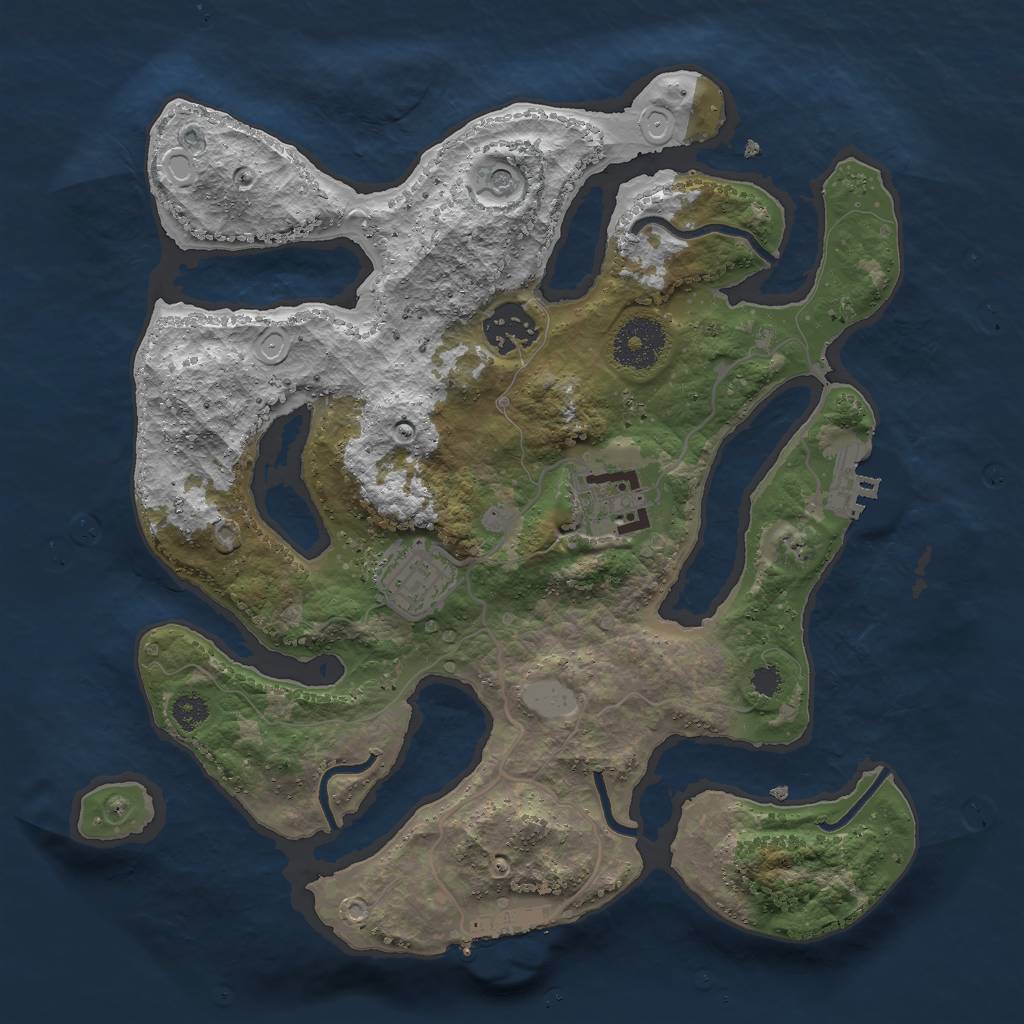 Rust Map: Procedural Map, Size: 3000, Seed: 733313974, 11 Monuments