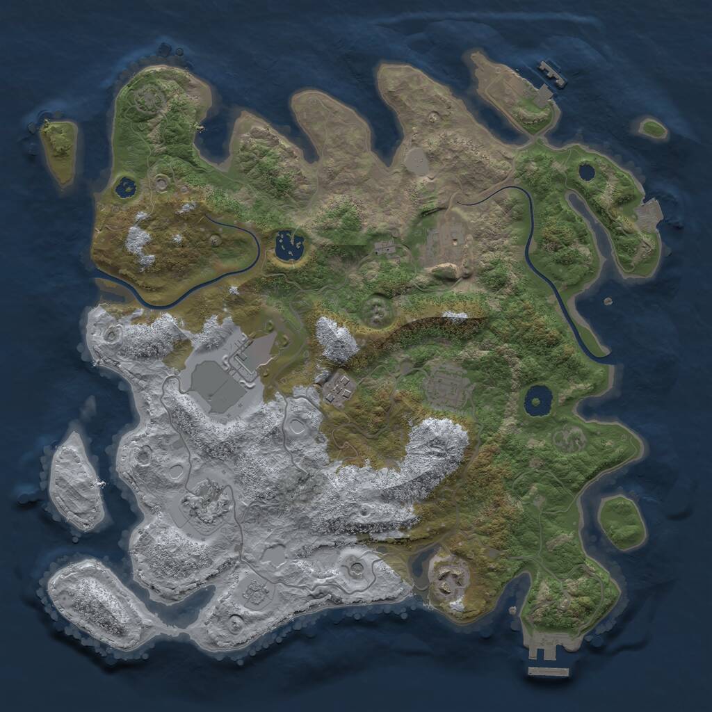 Rust Map: Procedural Map, Size: 3550, Seed: 998638, 13 Monuments