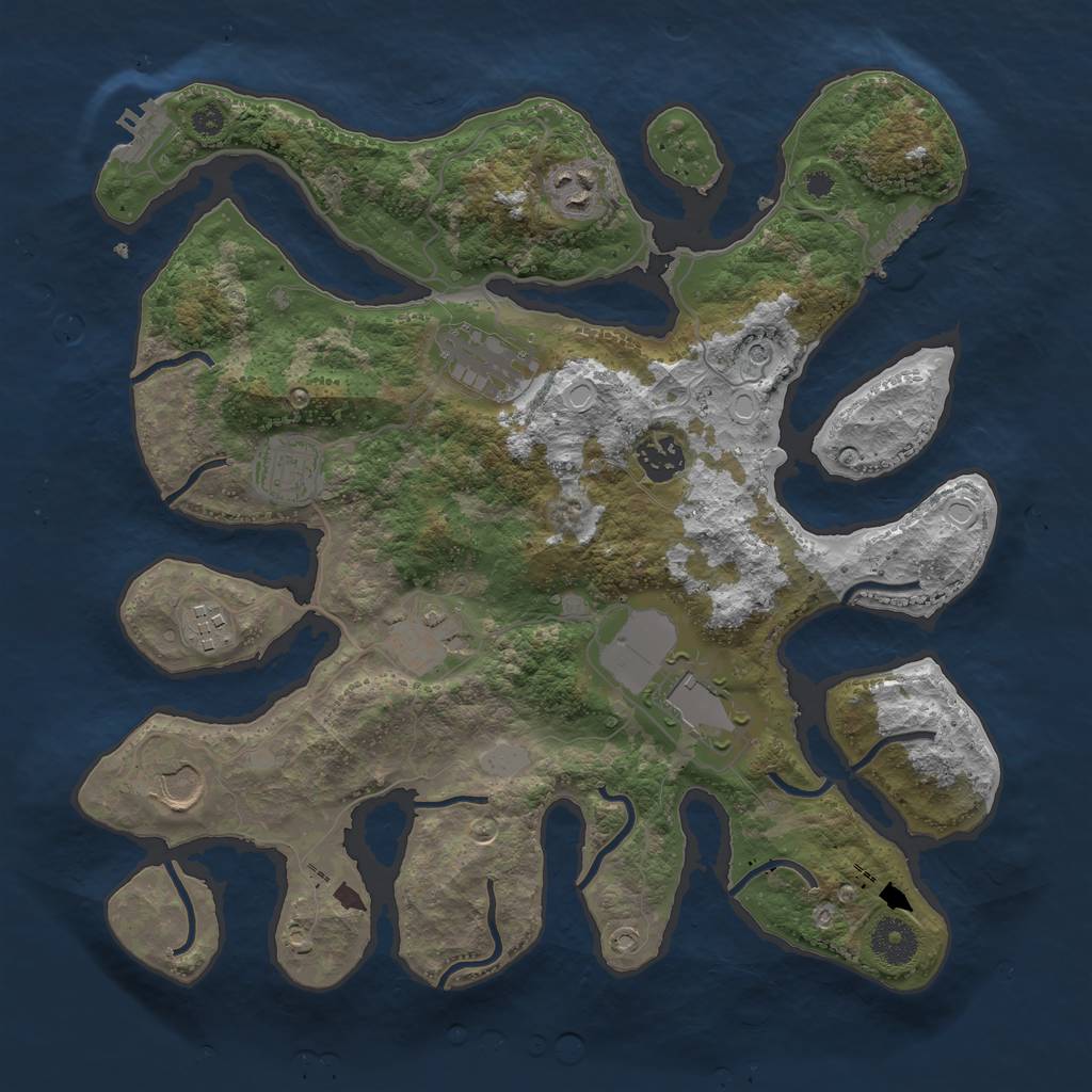 Rust Map: Procedural Map, Size: 3550, Seed: 332637, 16 Monuments