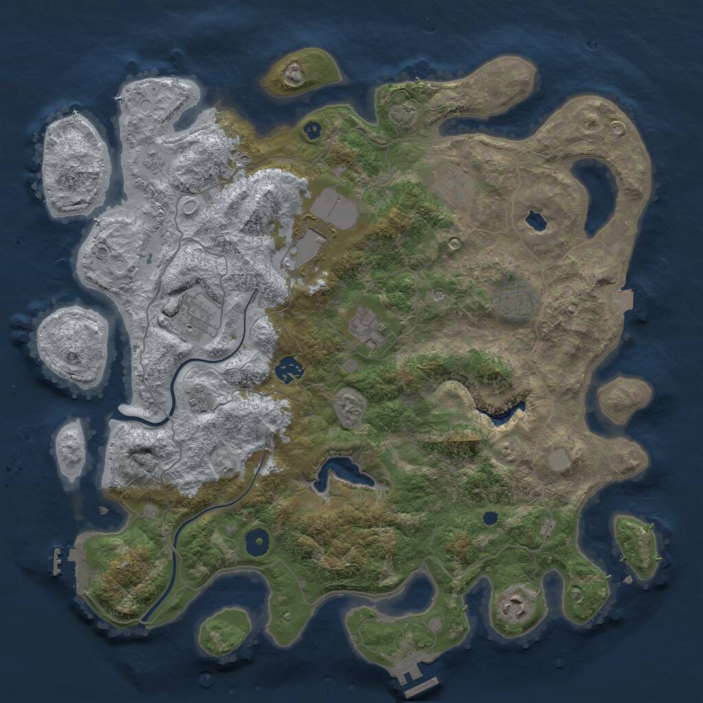 Rust Map: Procedural Map, Size: 4000, Seed: 832458, 14 Monuments