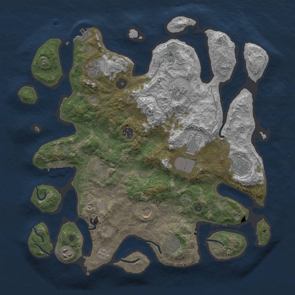 Rust Map: Procedural Map, Size: 4000, Seed: 127459, 18 Monuments