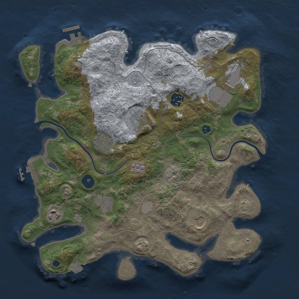 Rust Map: Procedural Map, Size: 3500, Seed: 563454, 14 Monuments