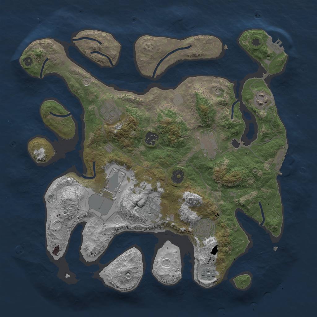 Rust Map: Procedural Map, Size: 3550, Seed: 705913, 16 Monuments