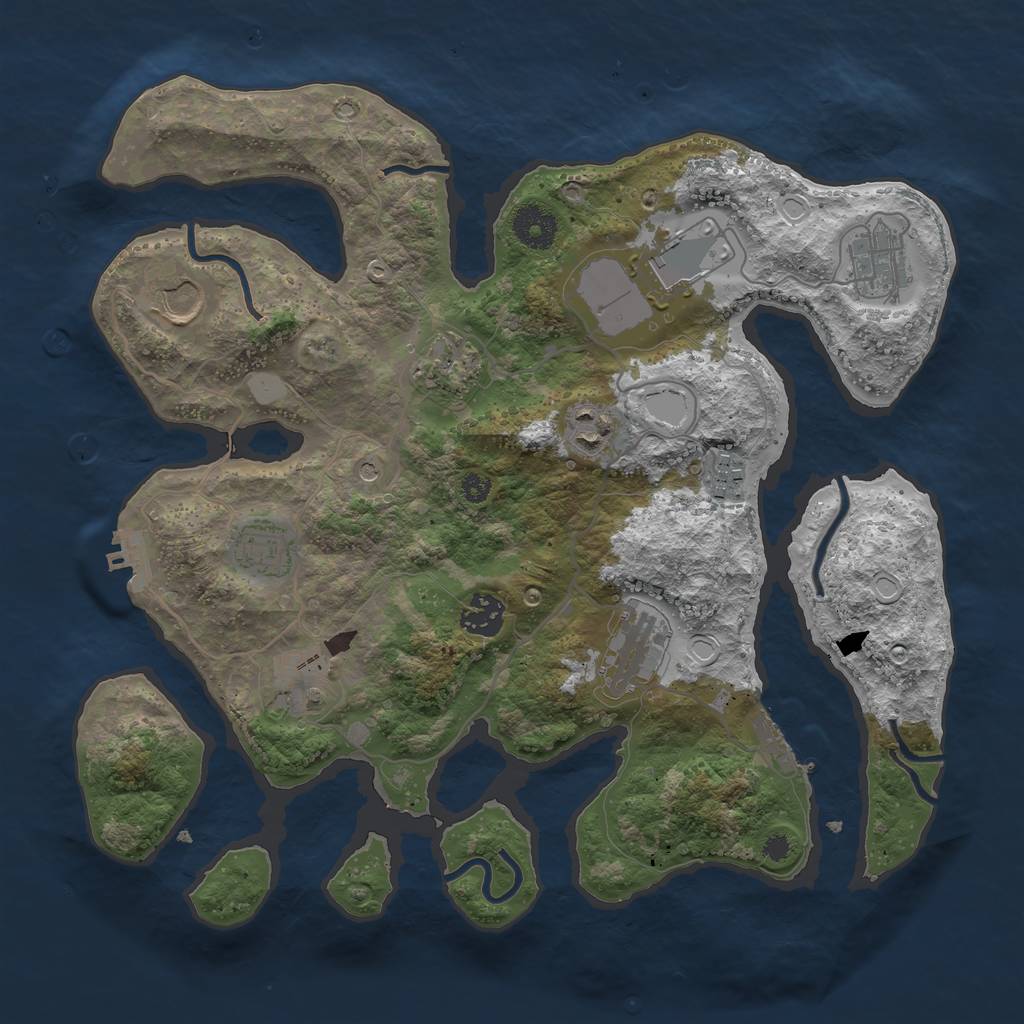 Rust Map: Procedural Map, Size: 3500, Seed: 1638608114, 18 Monuments