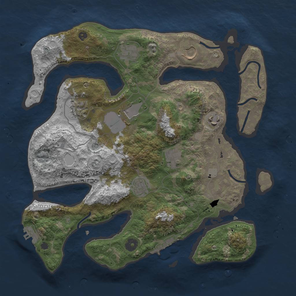 Rust Map: Procedural Map, Size: 3500, Seed: 1847031608, 15 Monuments