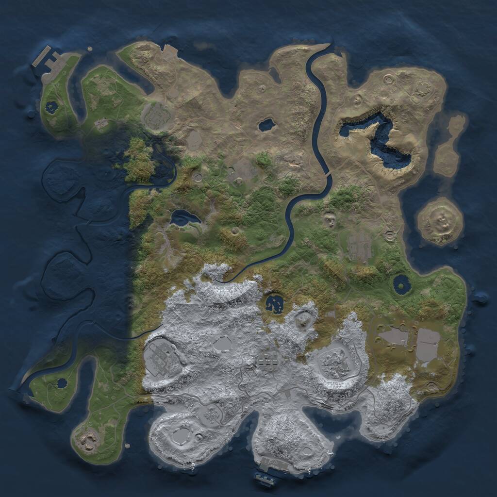 Rust Map: Procedural Map, Size: 4000, Seed: 345345234, 15 Monuments