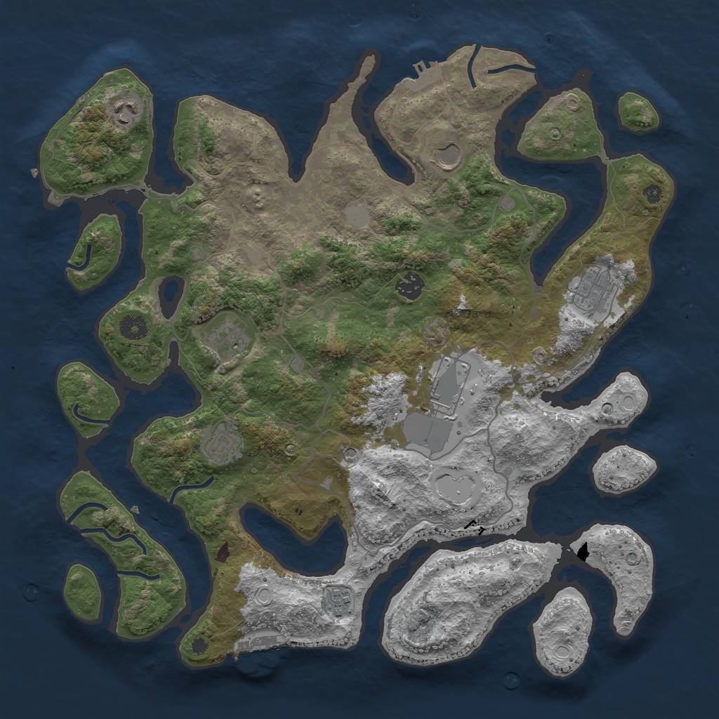 Rust Map: Procedural Map, Size: 4000, Seed: 2588, 16 Monuments