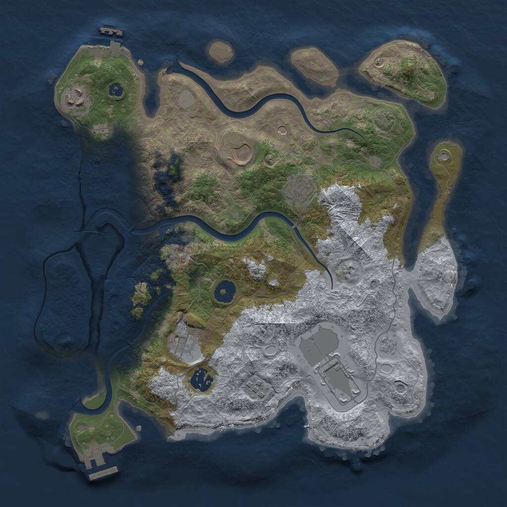 Rust Map: Procedural Map, Size: 3500, Seed: 2071651289, 13 Monuments