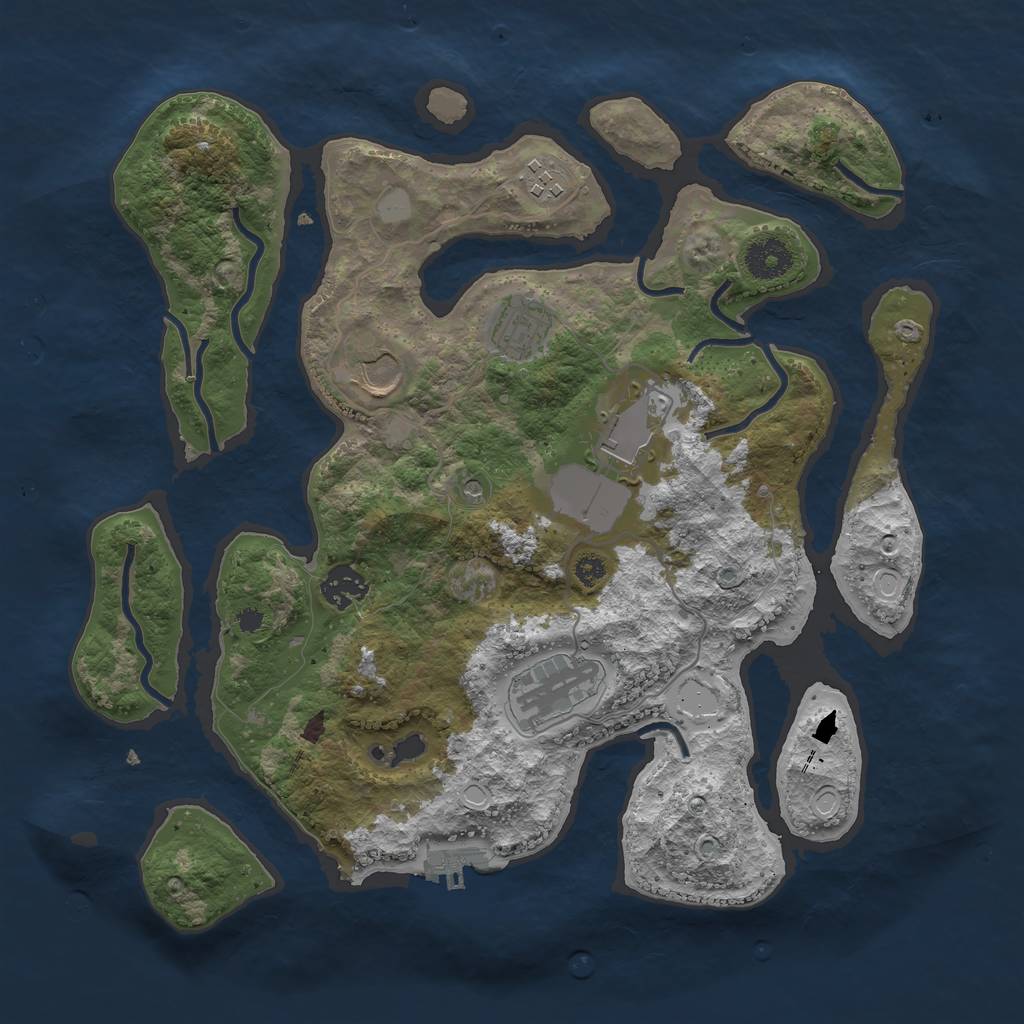 Rust Map: Procedural Map, Size: 3500, Seed: 2071651289, 13 Monuments