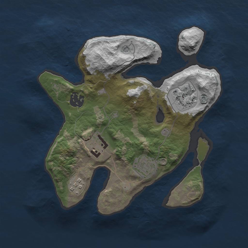 Rust Map: Barren, Size: 2500, Seed: 777, 8 Monuments