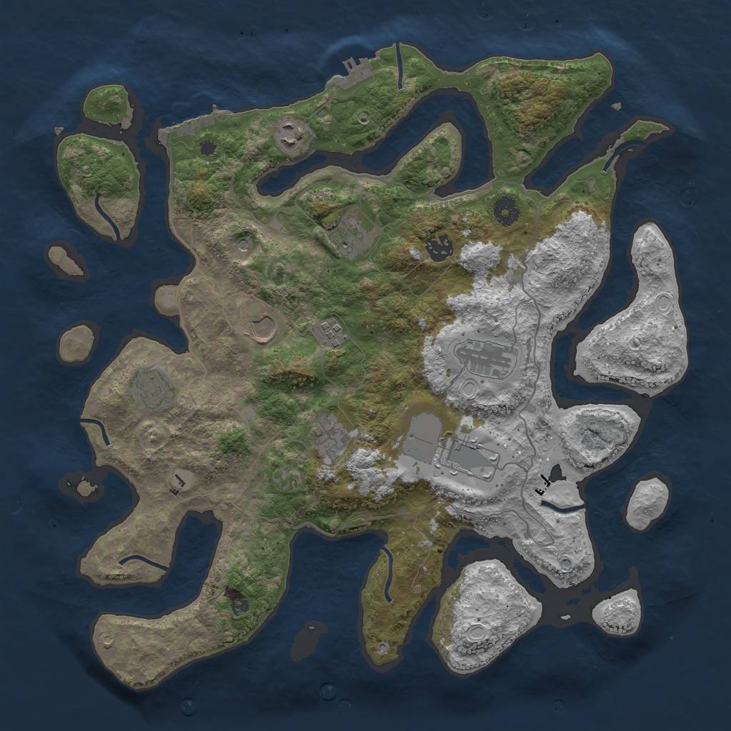 Rust Map: Procedural Map, Size: 4000, Seed: 254411, 17 Monuments