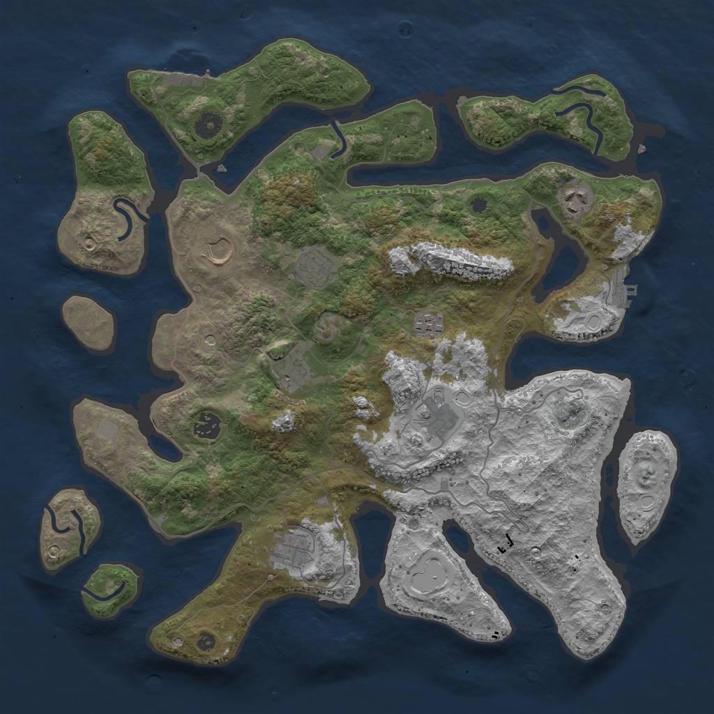 Rust Map: Procedural Map, Size: 4000, Seed: 100850691, 16 Monuments