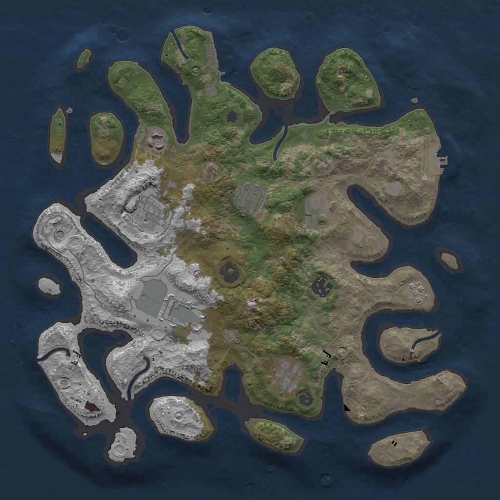 Rust Map: Procedural Map, Size: 3700, Seed: 12221, 16 Monuments