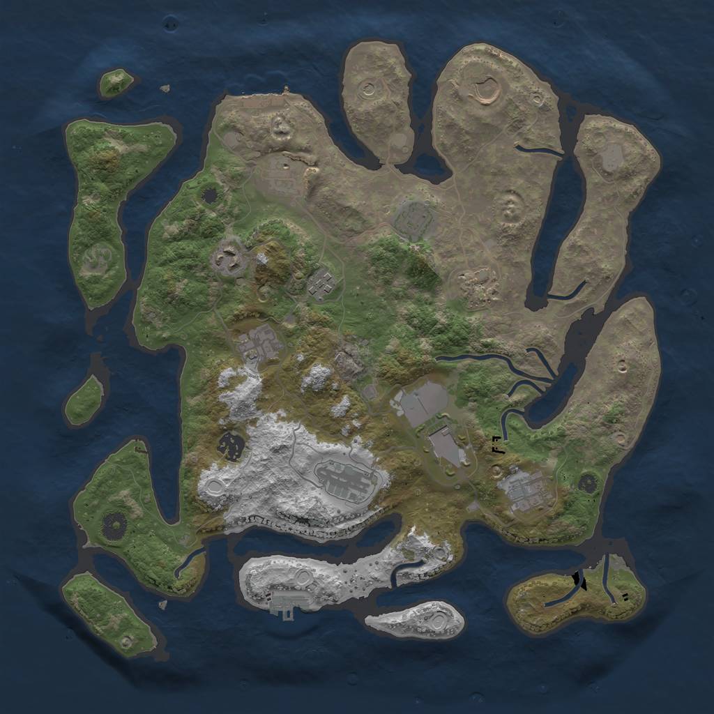 Rust Map: Procedural Map, Size: 3950, Seed: 727200702, 19 Monuments