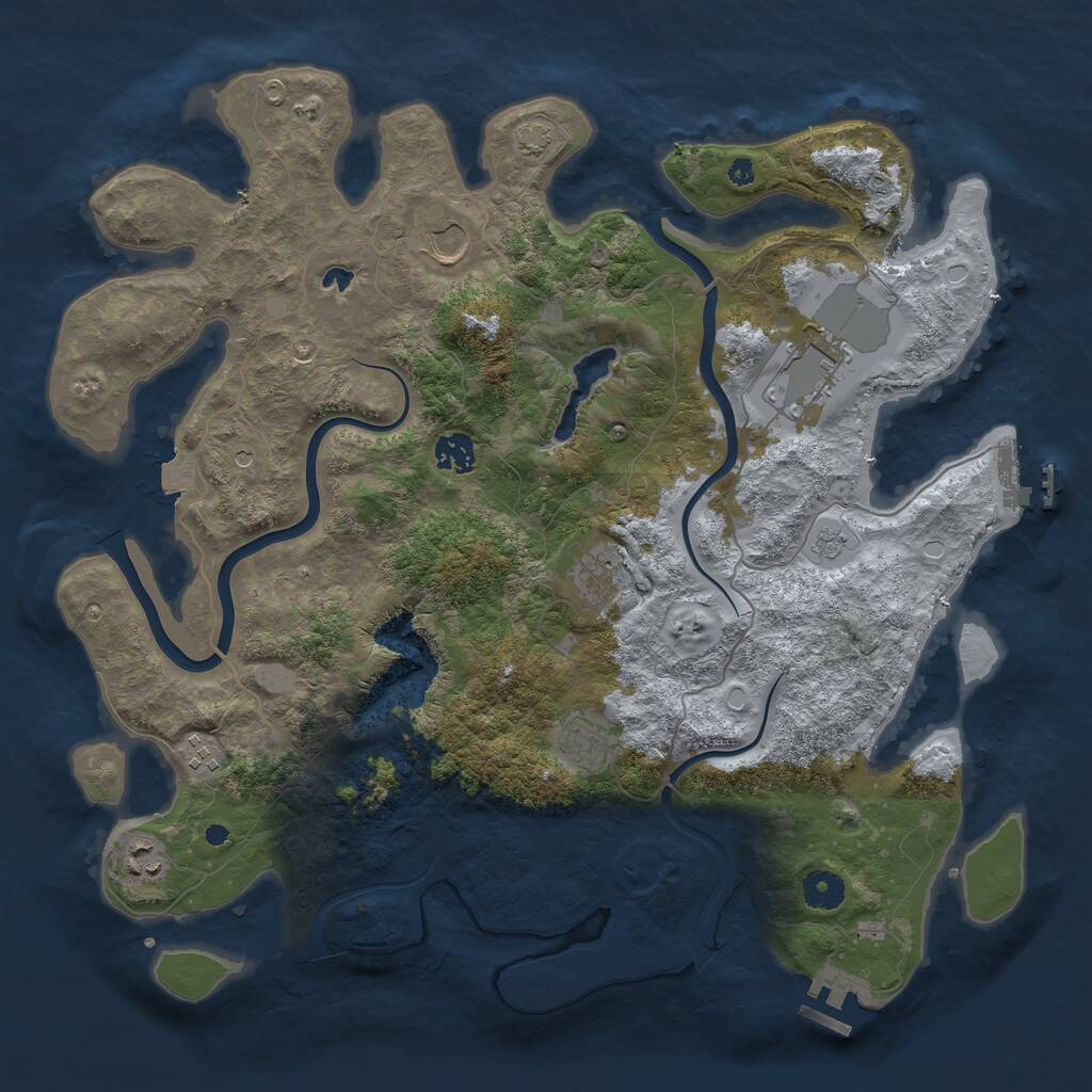 Rust Map: Procedural Map, Size: 4000, Seed: 43234, 13 Monuments