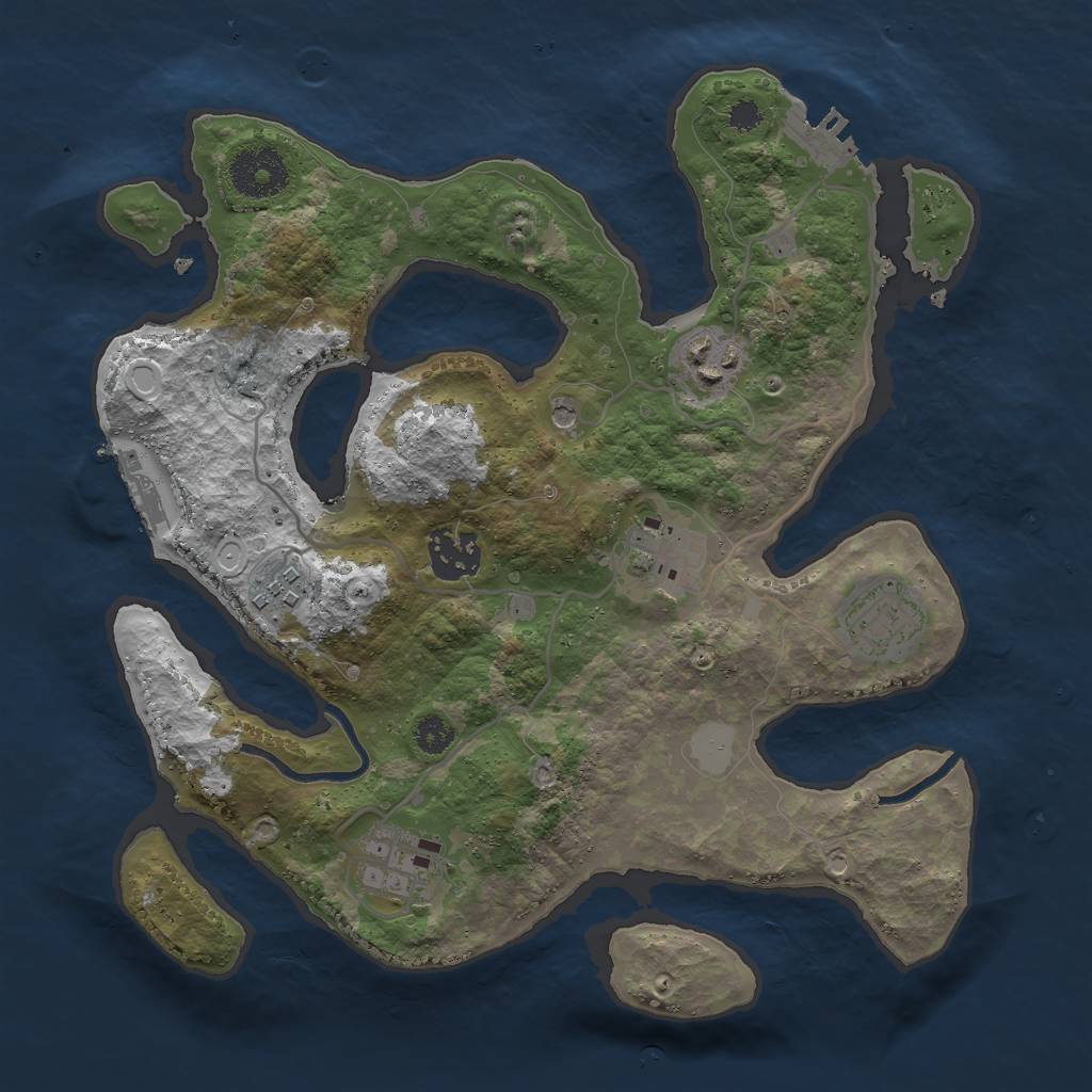 Rust Map: Procedural Map, Size: 3000, Seed: 100816564, 14 Monuments