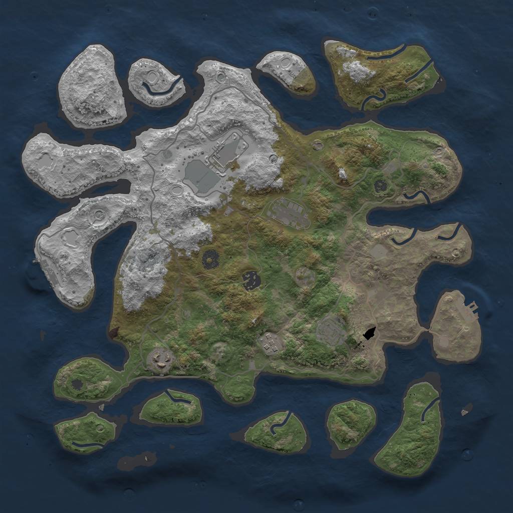 Rust Map: Procedural Map, Size: 4000, Seed: 385491, 14 Monuments