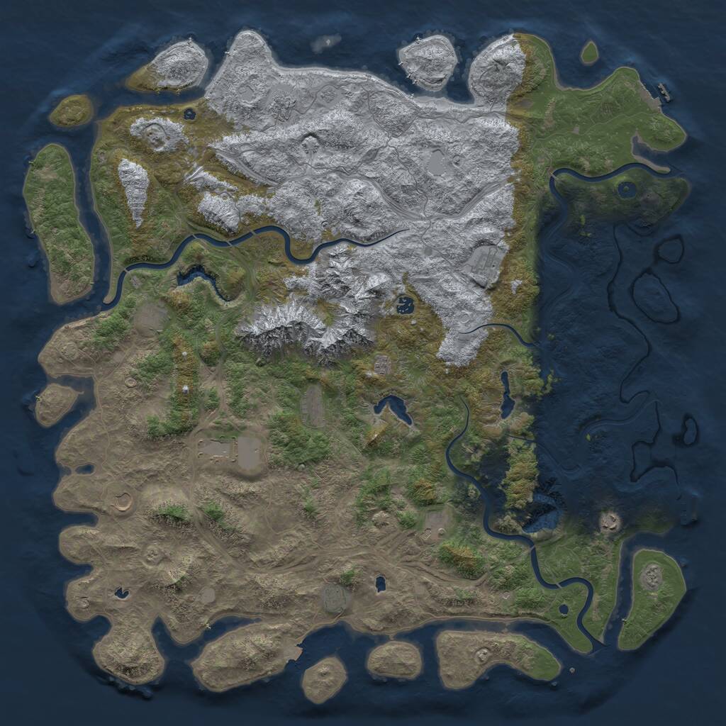 Rust Map: Procedural Map, Size: 6000, Seed: 81838595, 17 Monuments