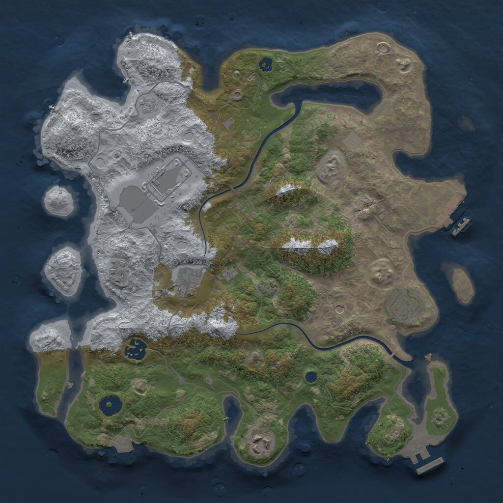 Rust Map: Procedural Map, Size: 3550, Seed: 923749, 12 Monuments