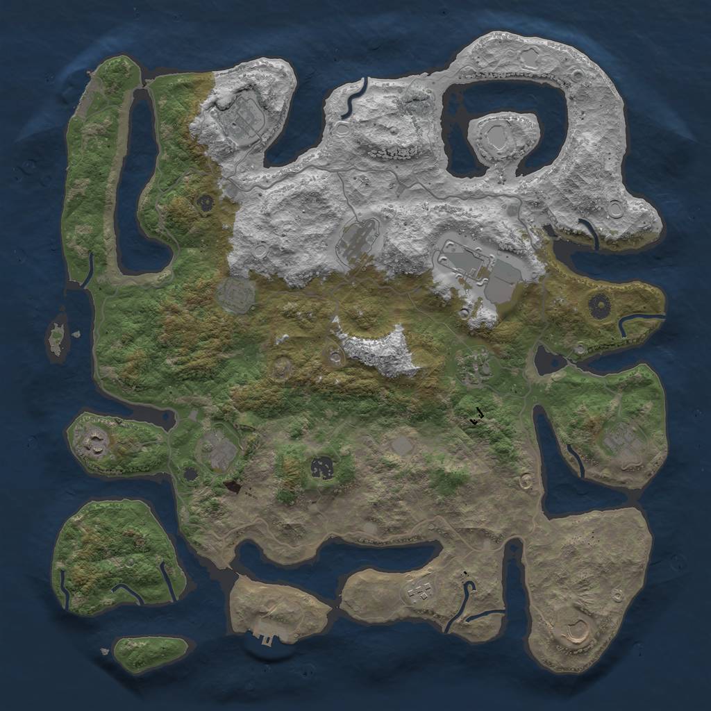 Rust Map: Procedural Map, Size: 4500, Seed: 1138978013, 19 Monuments