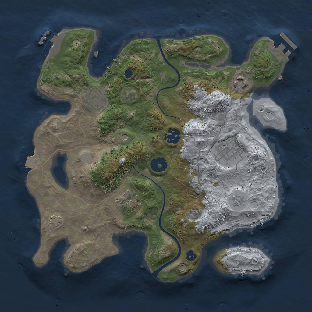 Rust Map: Procedural Map, Size: 3000, Seed: 865216, 11 Monuments