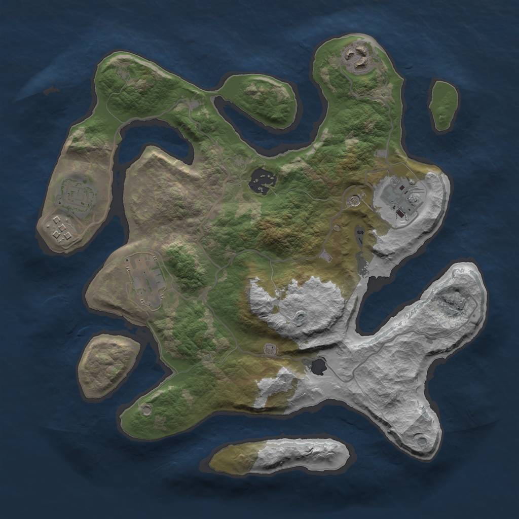 Rust Map: Barren, Size: 3000, Seed: 1596107945, 9 Monuments