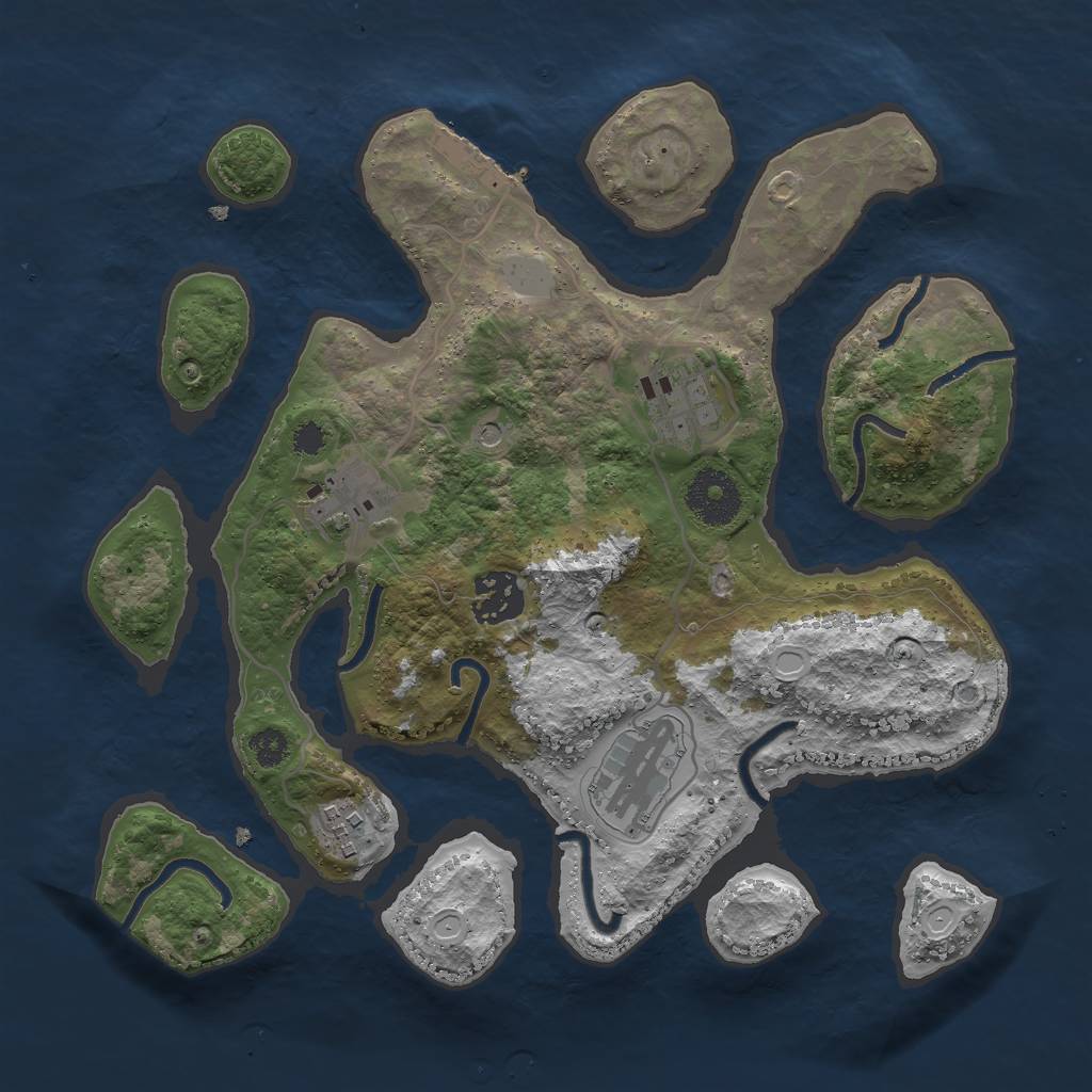 Rust Map: Procedural Map, Size: 3000, Seed: 584747, 12 Monuments