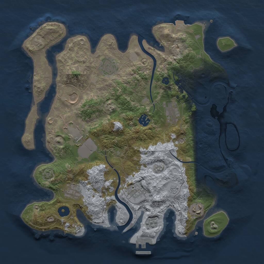 Rust Map: Procedural Map, Size: 3550, Seed: 360890, 14 Monuments