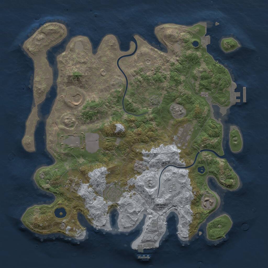 Rust Map: Procedural Map, Size: 3550, Seed: 360890, 13 Monuments