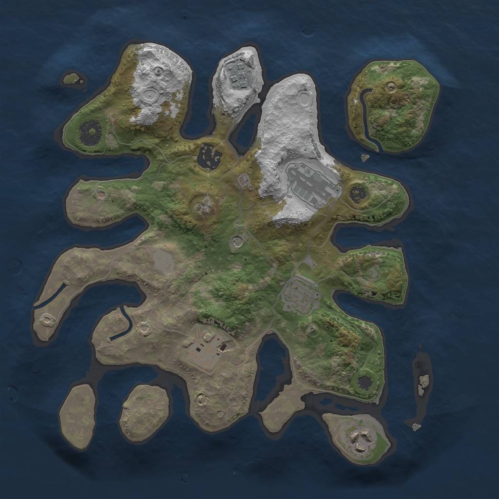 Rust Map: Procedural Map, Size: 3000, Seed: 866049, 12 Monuments