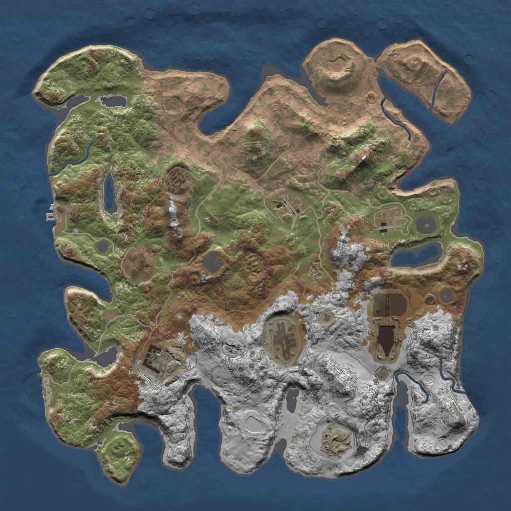 Rust Map: Procedural Map, Size: 4000, Seed: 389089, 16 Monuments