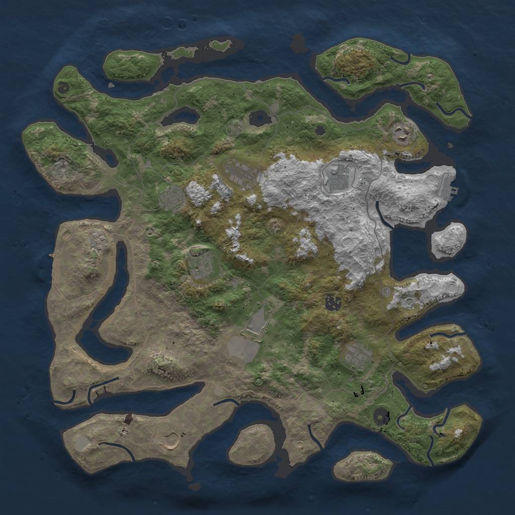 Rust Map: Procedural Map, Size: 4500, Seed: 3342, 18 Monuments