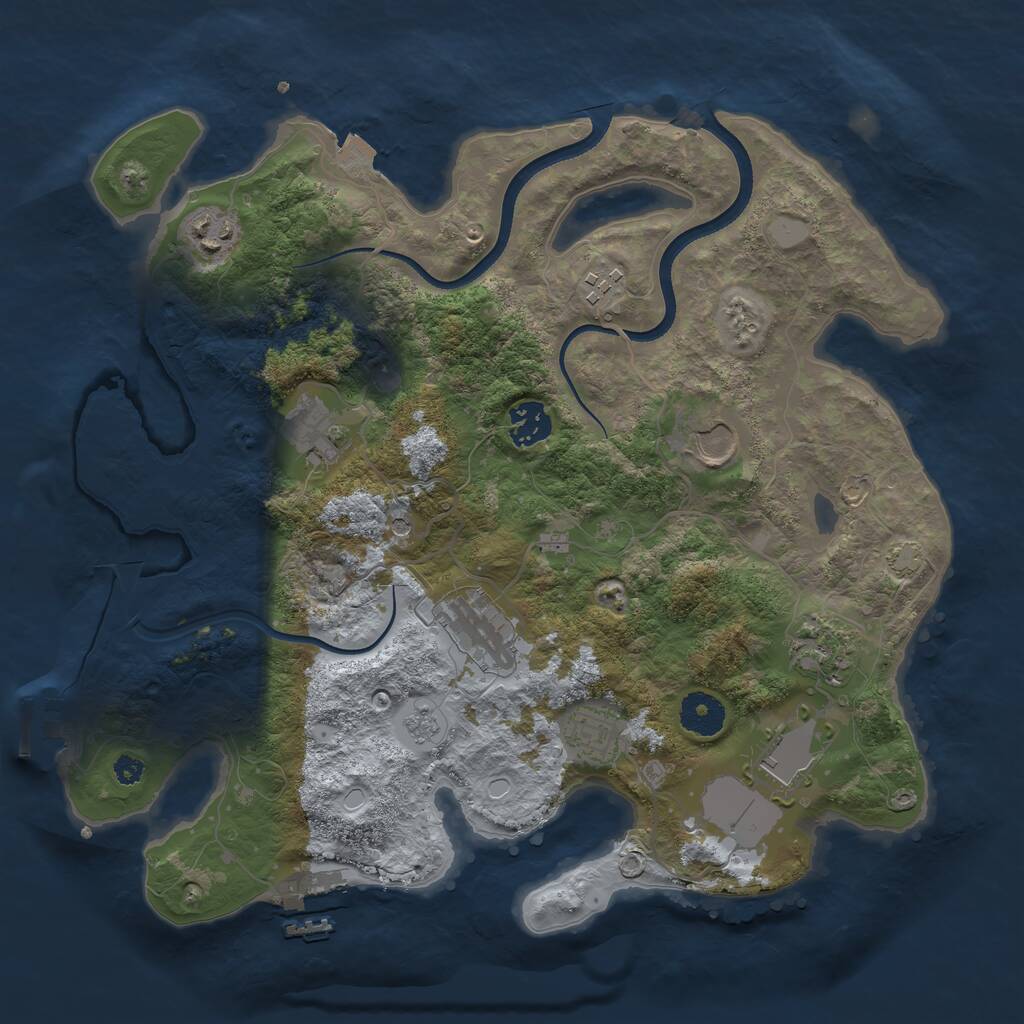 Rust Map: Procedural Map, Size: 3500, Seed: 372938688, 15 Monuments