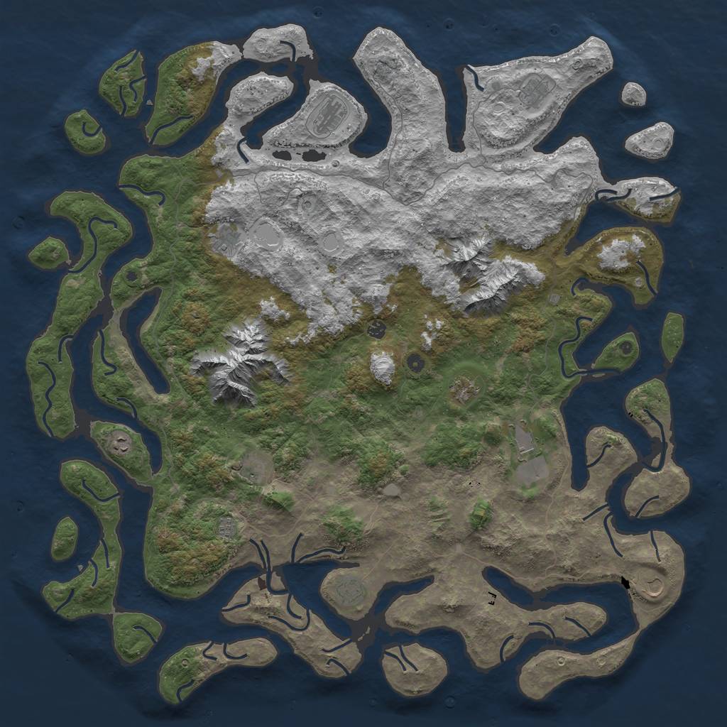 Rust Map: Procedural Map, Size: 6000, Seed: 5710141, 17 Monuments