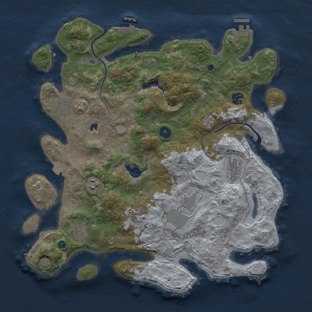 Rust Map: Procedural Map, Size: 4000, Seed: 695506, 13 Monuments