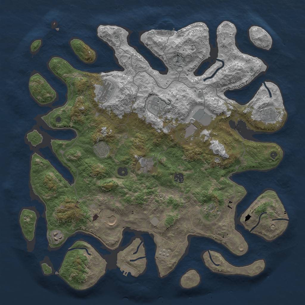 Rust Map: Procedural Map, Size: 4500, Seed: 202987518, 19 Monuments