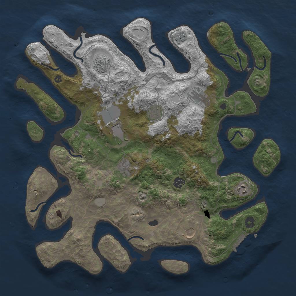 Rust Map: Procedural Map, Size: 4000, Seed: 605274, 16 Monuments