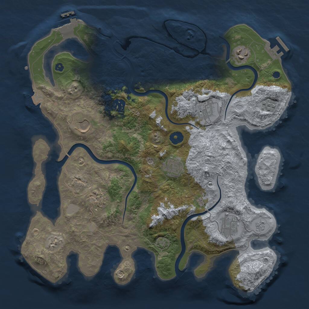 Rust Map: Procedural Map, Size: 3550, Seed: 924225, 14 Monuments