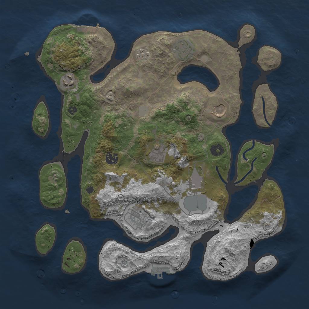 Rust Map: Procedural Map, Size: 3550, Seed: 817487, 16 Monuments