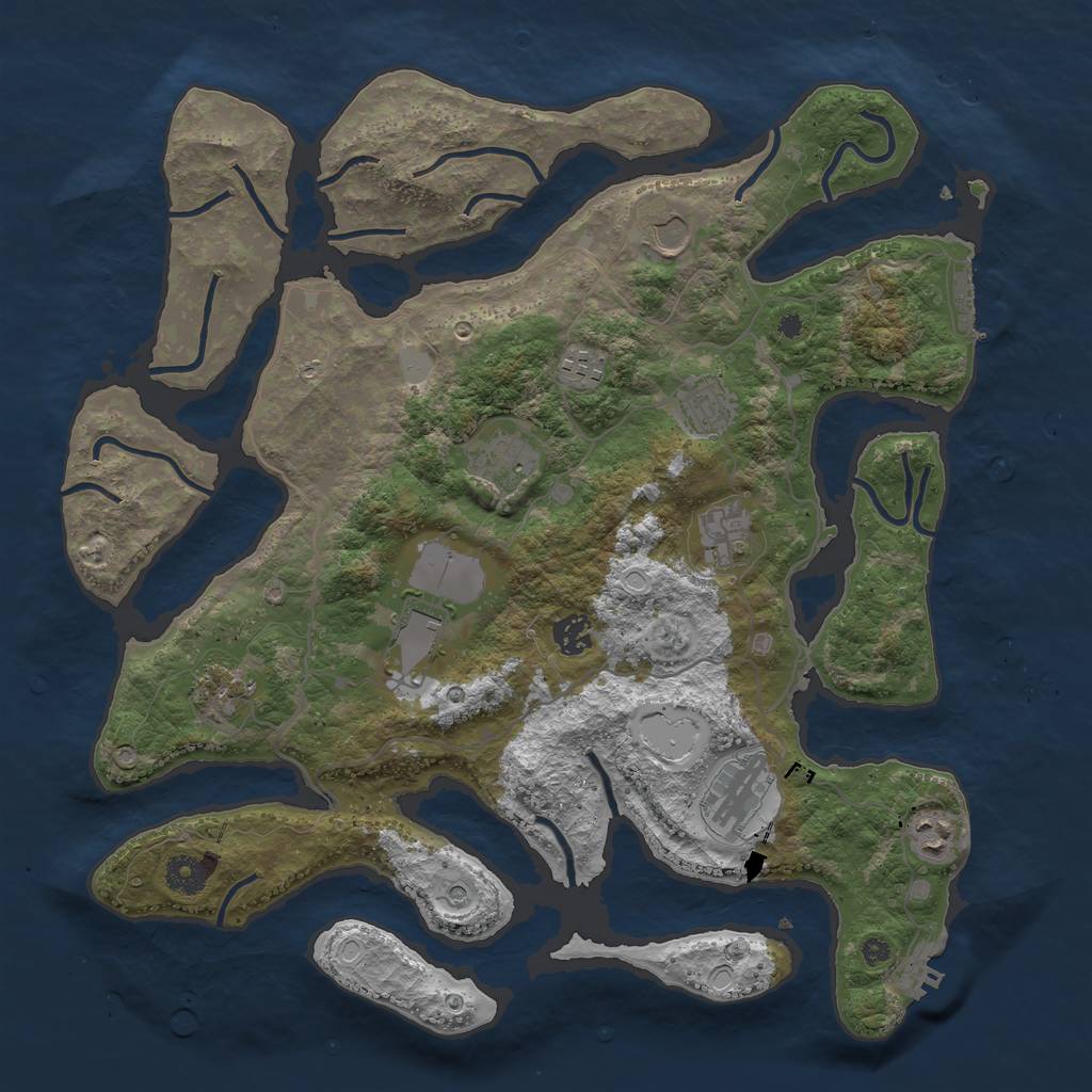 Rust Map: Procedural Map, Size: 4000, Seed: 722016, 18 Monuments